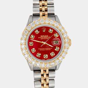 Rolex Custom Green 1.96ct Diamonds 18K Yellow Gold Stainless Steel Datejust  Automatic Women's Wristwatch 26mm