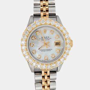 Rolex Custom White 1.96ct Diamonds 18K Yellow Gold Stainless Steel Datejust   Automatic Women's Wristwatch 26mm