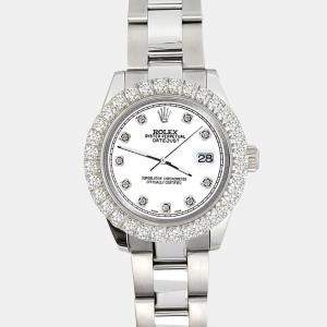 Rolex 2.25ct diamond bezel white track stainless steel datejust 178240 Wristwatch 31mm