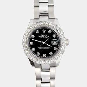 Rolex 2.25ct diamond bezel black dial stainless steel datejust 178240 Wristwatch 31mm