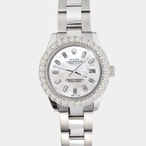 Rolex Custom White 2.70ct Diamonds Stainless Steel Datejust 178240 Automatic Women's Wristwatch 31mm