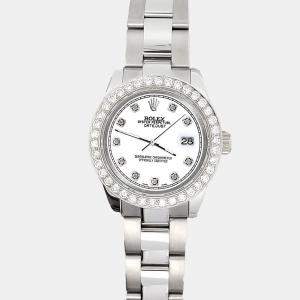 Rolex Custom White 1.6ct Diamonds Stainless Steel Datejust 178240 Automatic Women's Wristwatch 31mm