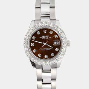 Rolex Custom Chocolate  2.25ct Diamonds Stainless Steel Datejust  Automatic Women's Wristwatch 31mm