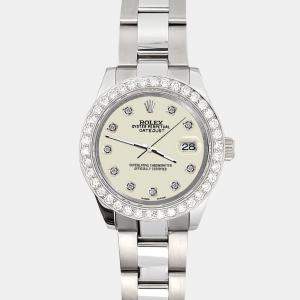Rolex Custom Satin Linen 1.6ct Diamonds Stainless Steel Datejust 178240 Automatic Women's Wristwatch 31mm