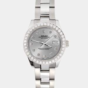 Rolex Custom Silver 1.6ct Diamonds Stainless Steel Datejust 178240 Automatic Women's Wristwatch 31mm