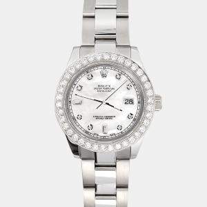 Rolex Custom White 1.6ct Diamonds Stainless Steel Datejust 178240 Automatic Women's Wristwatch 31mm