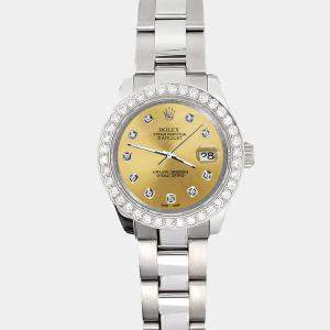 Rolex Custom Champagne 1.6ct Diamonds Stainless Steel Datejust 178240 Automatic Women's Wristwatch 31mm