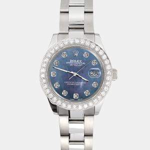 Rolex Custom Black 1.6ct Diamonds Stainless Steel Datejust 178240 Automatic Women's Wristwatch 31mm