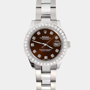 Rolex Custom Chocolate  1.6ct Diamonds Stainless Steel Datejust 178240 Automatic Women's Wristwatch 31mm