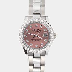 Rolex Custom Salmon 1.6ct Diamonds Stainless Steel Datejust 178240 Automatic Women's Wristwatch 31mm