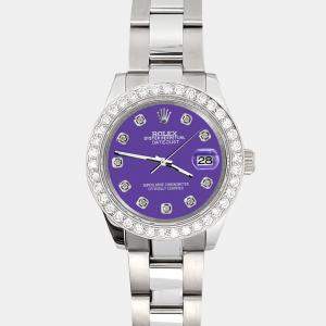 Rolex 1.6ct diamond bezel pastel purple dial stainless steel datejust 178240 Wristwatch 31mm