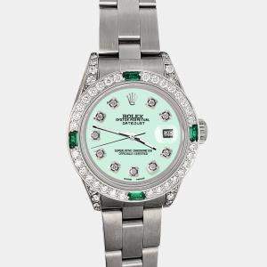 Rolex 1.2ct diamond bezel light malachite diamond dial stainless steel oyster datejust Wristwatch 26mm