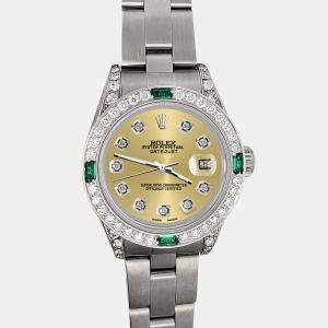 Rolex 1.2ct diamond bezel champagne track diamond dial stainless steel oyster datejust Wristwatch 26mm