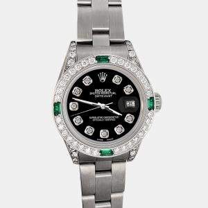 Rolex 1.2ct diamond bezel black track diamond dial stainless steel oyster datejust Wristwatch 26mm