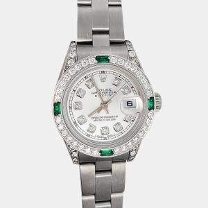 Rolex 1.2ct diamond bezel silver track diamond dial stainless steel oyster datejust Wristwatch 26mm