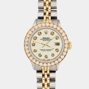 Rolex 1.3ct diamond bezel satin linen diamond dial datejust Wristwatch 26mm