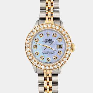 Rolex Custom Purple 1.3ct Diamonds 18K Yellow Gold Stainless Steel Datejust  Automatic Women's Wristwatch 26mm
