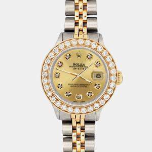 Rolex Custom Champagne 1.3ct Diamonds 18K Yellow Gold Stainless Steel Datejust  Automatic Women's Wristwatch 26mm