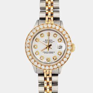Rolex Custom White 1.3ct Diamonds 18K Yellow Gold Stainless Steel Datejust  Automatic Women's Wristwatch 26mm