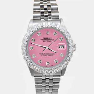 Rolex Custom Hot Pink 2.25ct Diamonds Stainless Steel Datejust  Automatic Women's Wristwatch 31mm
