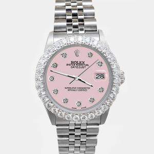 Rolex Custom Ice Pink 2.25ct Diamonds Stainless Steel Datejust  Automatic Women's Wristwatch 31mm
