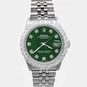 Rolex Custom Forest Green 2.25ct Diamonds Stainless Steel Datejust  Automatic Women's Wristwatch 31mm