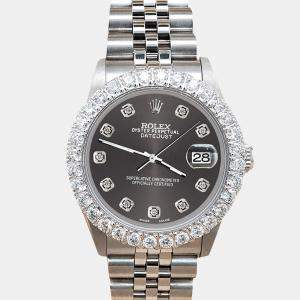 Rolex Custom Rhodium Gray 2.25ct Diamonds Stainless Steel Datejust  Automatic Women's Wristwatch 31mm
