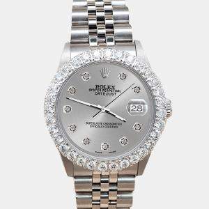 Rolex Custom Silver 2.25ct Diamonds Stainless Steel Datejust  Automatic Women's Wristwatch 31mm