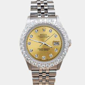 Rolex Custom Champagne 2.25ct Diamonds Stainless Steel Datejust  Automatic Women's Wristwatch 31mm