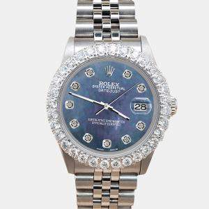 Rolex Custom Black 2.25ct Diamonds Stainless Steel Datejust  Automatic Women's Wristwatch 31mm