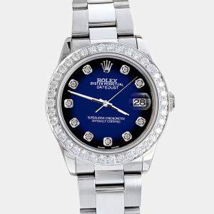 Rolex Custom Blue Vignette 1.62ct Diamonds Stainless Steel Datejust  Automatic Women's Wristwatch 31mm