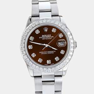 Rolex Custom Chocolate  1.62ct Diamonds Stainless Steel Datejust  Automatic Women's Wristwatch 31mm