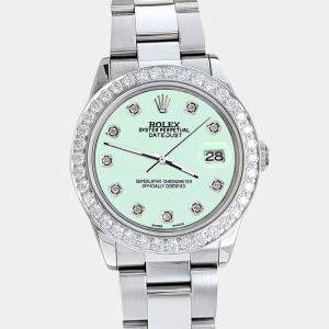 Rolex Custom Light Malachite 1.62ct Diamonds Stainless Steel Datejust  Automatic Women's Wristwatch 31mm