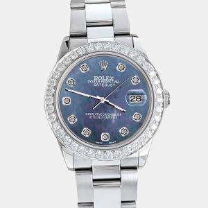 Rolex Custom Black 1.62ct Diamonds Stainless Steel Datejust  Automatic Women's Wristwatch 31mm