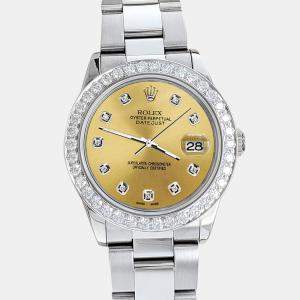 Rolex Custom Champagne 1.62ct Diamonds Stainless Steel Datejust  Automatic Women's Wristwatch 31mm