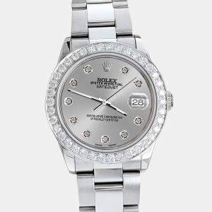 Rolex Custom Silver 1.62ct Diamonds Stainless Steel Datejust  Automatic Women's Wristwatch 31mm