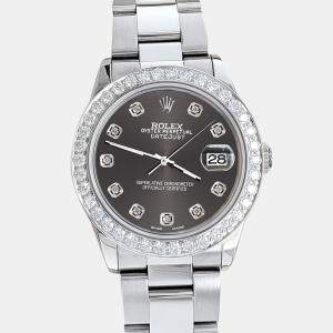 Rolex Custom Rhodium Gray 1.62ct Diamonds Stainless Steel Datejust  Automatic Women's Wristwatch 31mm