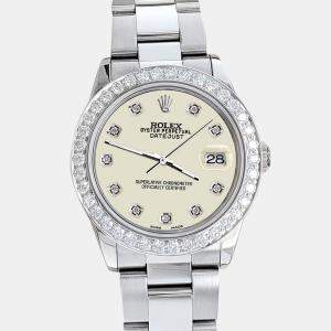Rolex Custom Satin Linen 1.62ct Diamonds Stainless Steel Datejust  Automatic Women's Wristwatch 31mm