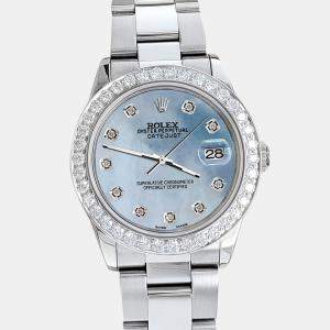 Rolex Custom Ice Blue 1.62ct Diamonds Stainless Steel Datejust  Automatic Women's Wristwatch 31mm