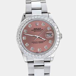 Rolex Custom Salmon 1.62ct Diamonds Stainless Steel Datejust  Automatic Women's Wristwatch 31mm