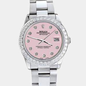 Rolex Custom Orchid Pink 1.62ct Diamonds Stainless Steel Datejust  Automatic Women's Wristwatch 31mm