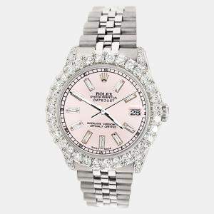 Rolex Custom Orchid Pink 2.95ct Diamonds Stainless Steel Datejust  Automatic Women's Wristwatch 31mm