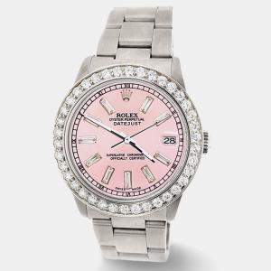 Rolex Custom Pink Baguette 1.62ct Diamonds Stainless Steel Datejust  Automatic Women's Wristwatch 31mm