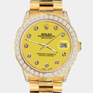 Rolex Custom Yellow 2.3ct Diamonds 18K Yellow Gold President Datejust  Automatic Women's Wristwatch 31mm