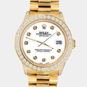 Rolex Custom White 2.3ct Diamonds 18K Yellow Gold President Datejust  Automatic Women's Wristwatch 31mm