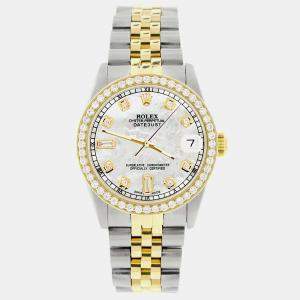 Rolex Custom White 0.95ct Diamonds 18K Yellow Gold Stainless Steel Datejust  Automatic Women's Wristwatch 31mm