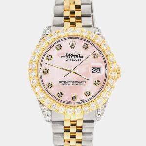 Rolex Custom Royal Pink 4.4ct Diamonds 18K Yellow Gold Stainless Steel Datejust 178273 Automatic Women's Wristwatch 31mm