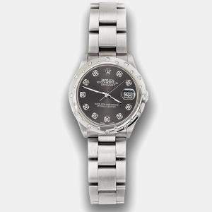 Rolex Custom Grey Diamond Stainless Steel Datejust 78240 Automatic Women's Wristwatch 31 mm