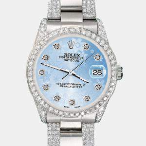 Rolex Custom 3.5ct Diamond Stainless Steel Datejust Automatic Women's Wristwatch 31 mm