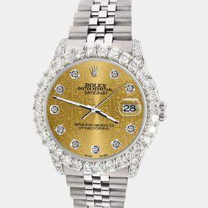 Rolex Custom Champagne 2.95ct Diamond Stainless Steel Datejust Automatic Women's Wristwatch 31 mm